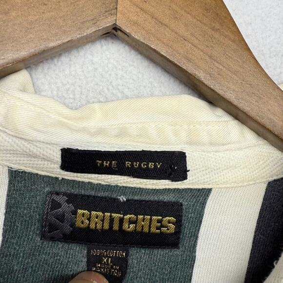 Vintage Britches Rugby Shirt Men's XL Green Blue Vertically Striped Colorblock - Picture 6 of 9